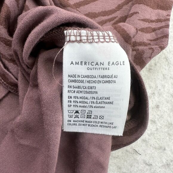 American Eagle Shirt Womens XS Soft & Sexy Striped V Neck Oversized Short Sleeve - Picture 10 of 12